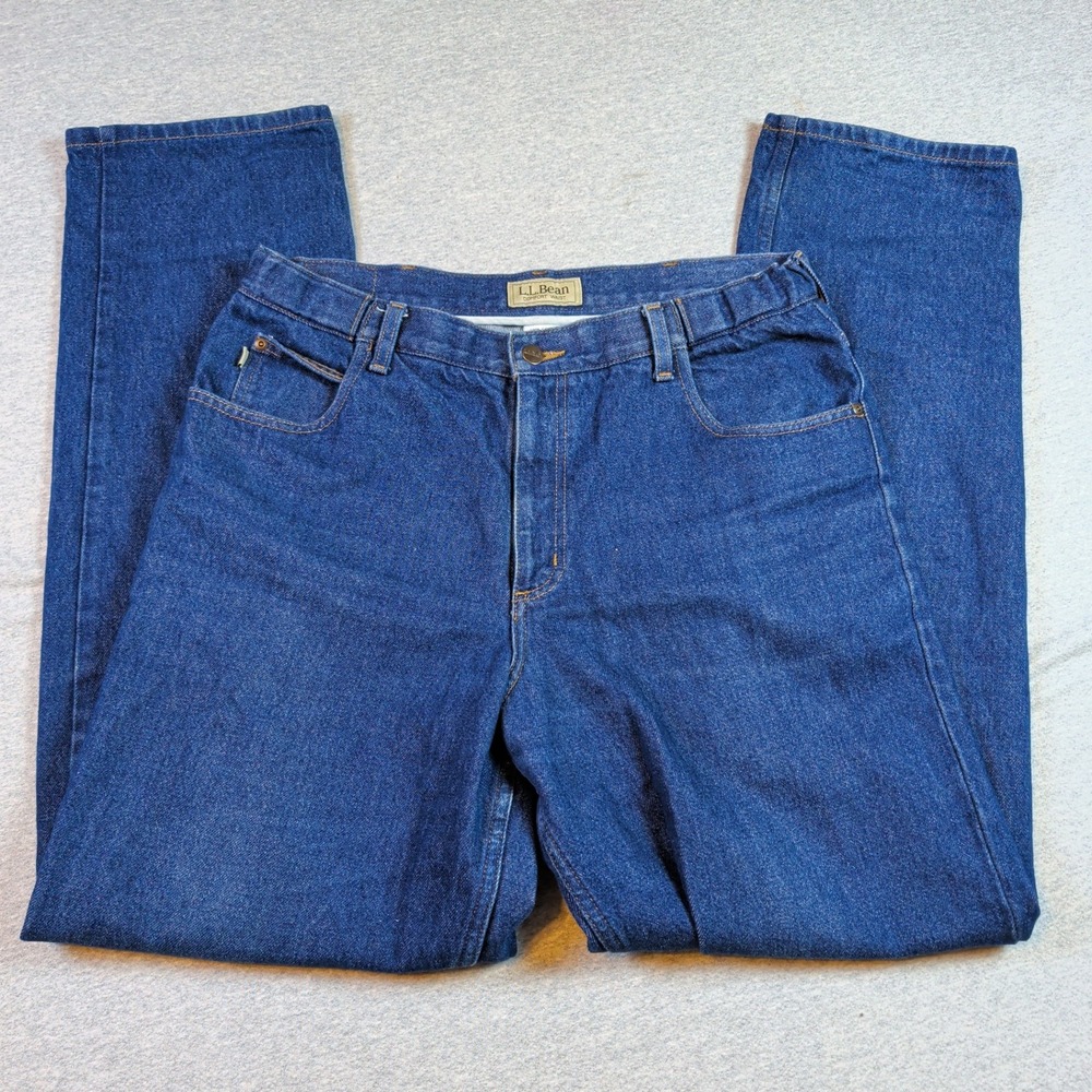 LL Bean Comfort Waist Jeans Mens 34x34 Blue Denim Straight Leg 250265